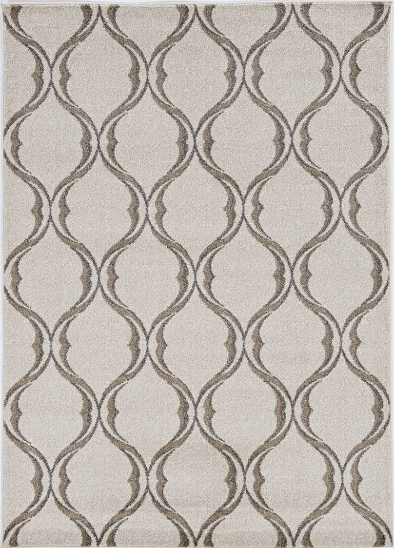 Sand Wavy Line Pattern Accent Rug Photo 3