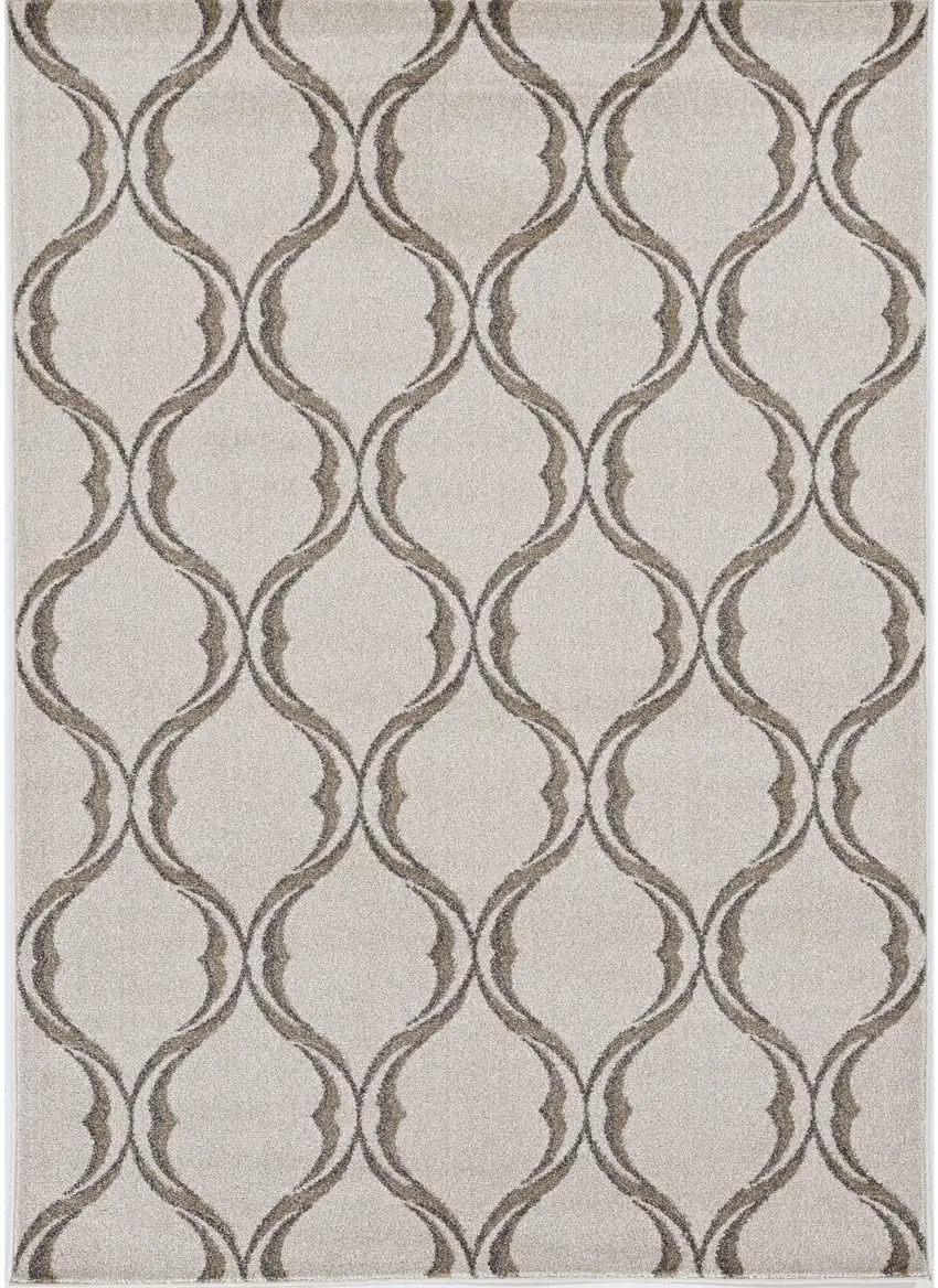 Sand Wavy Line Pattern Accent Rug Photo 2