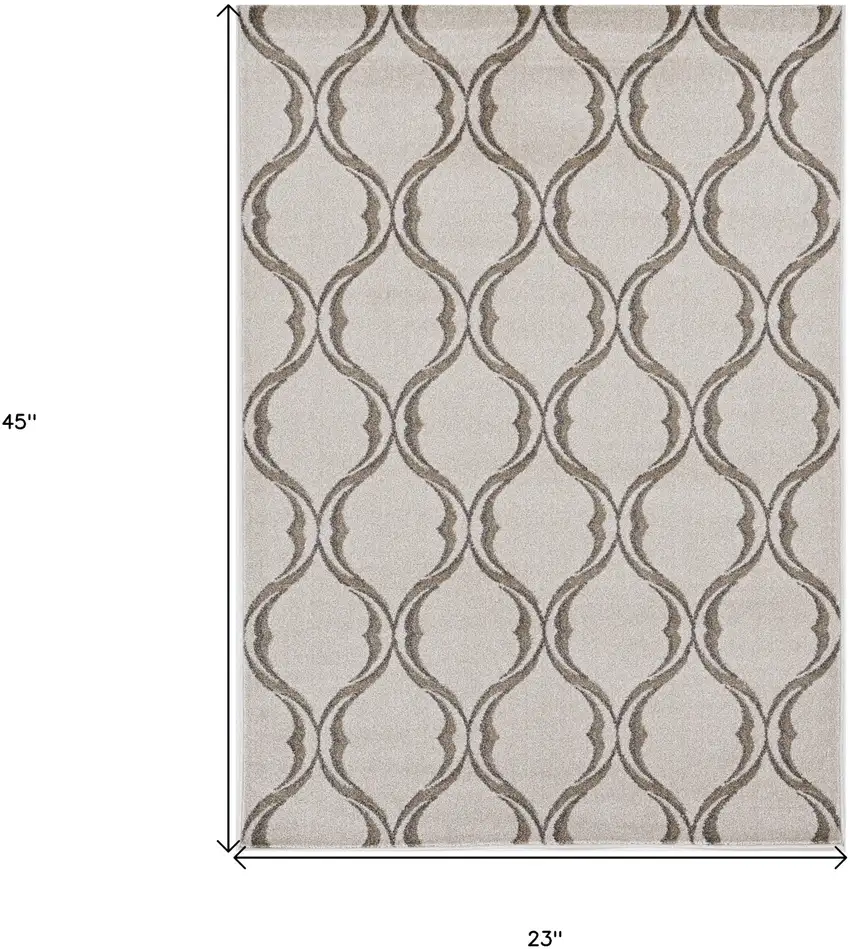Sand Wavy Line Pattern Accent Rug Photo 3