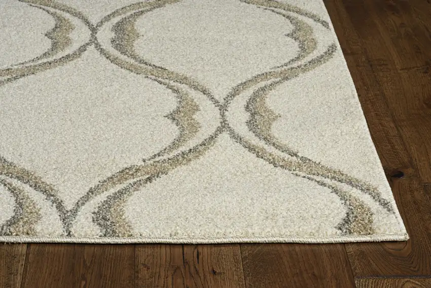 Sand Wavy Line Pattern Accent Rug Photo 1