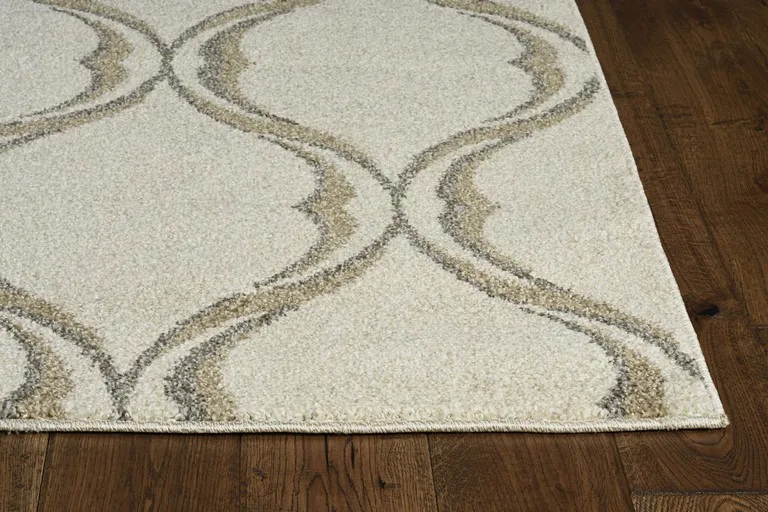 Sand Wavy Line Pattern Accent Rug Photo 1