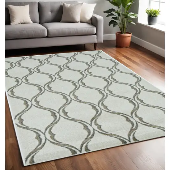 Sand And Green Ogee Area Rug Photo 1