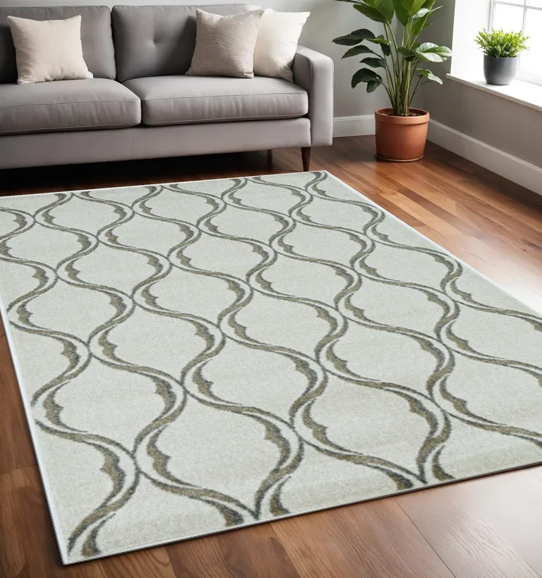 Sand Wavy Lines Area Rug Photo 2