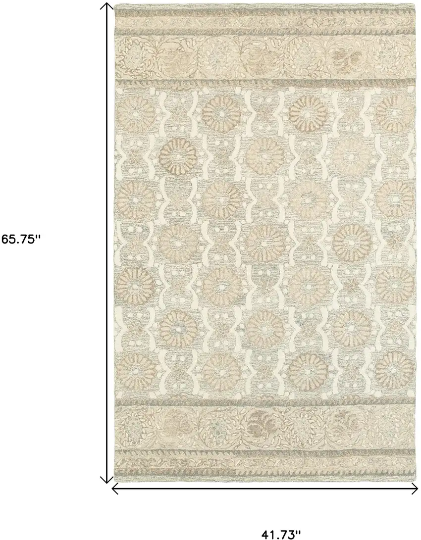 Sand Wool Floral Hand Tufted Area Rug Photo 3
