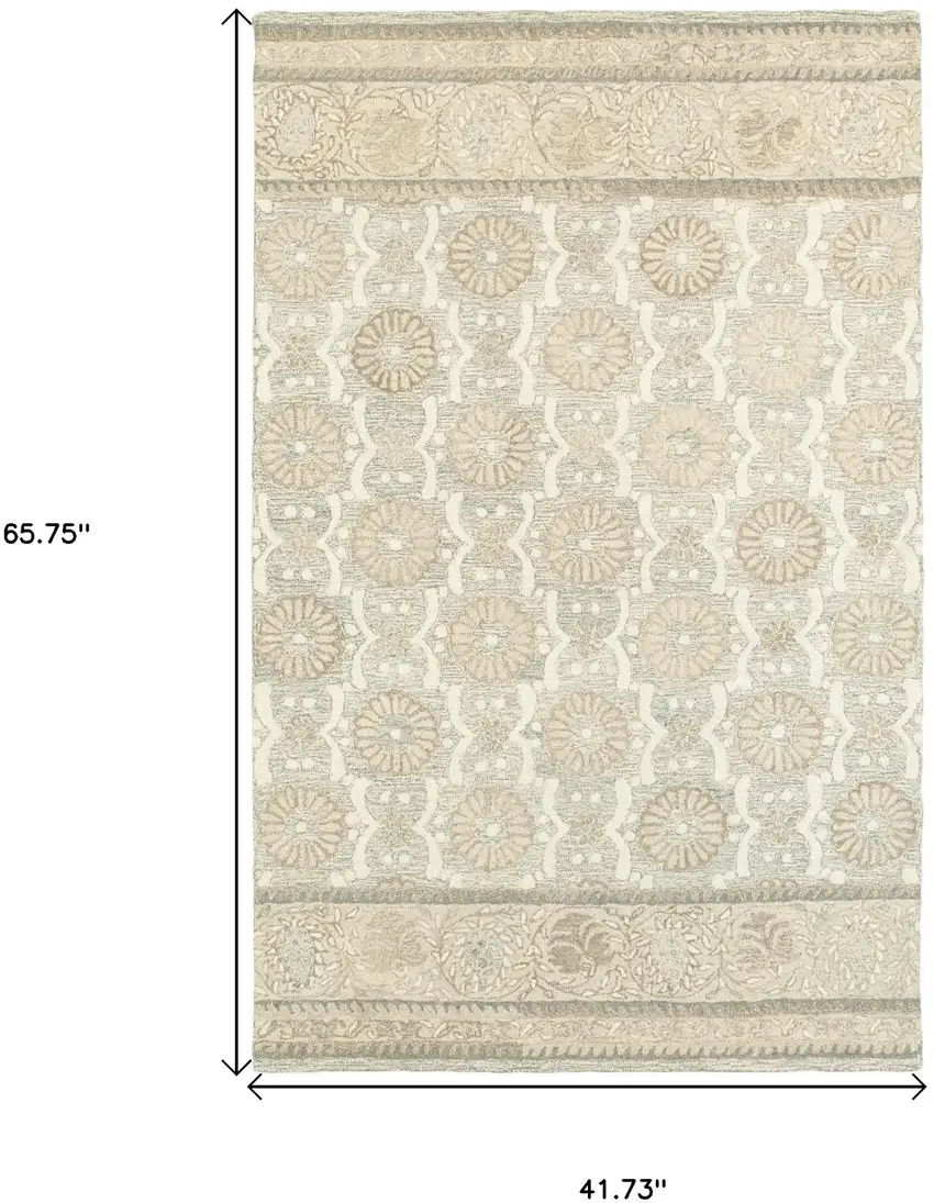 Sand Wool Floral Hand Tufted Area Rug Photo 3