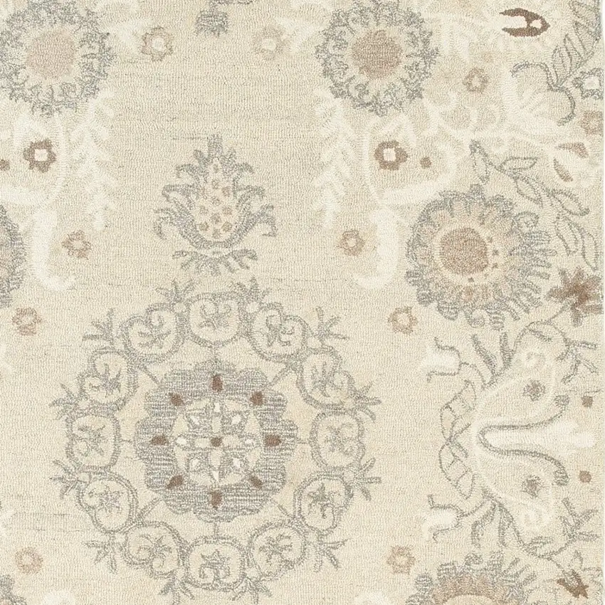 Sand Wool Floral Hand Tufted Area Rug Photo 8
