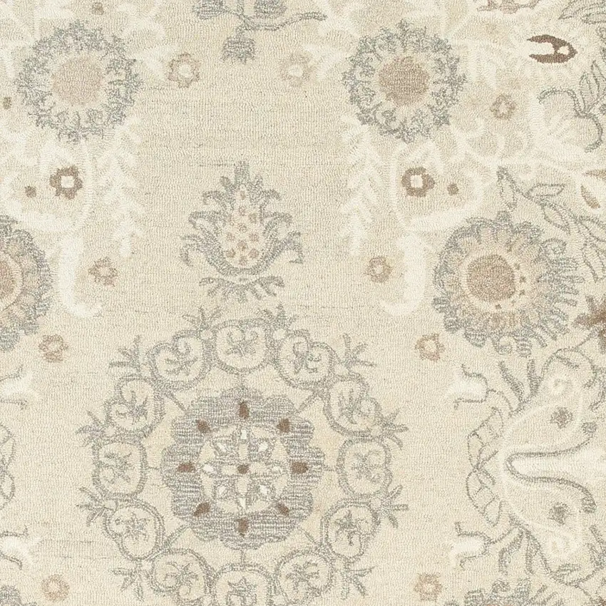 Sand Wool Floral Hand Tufted Area Rug Photo 6