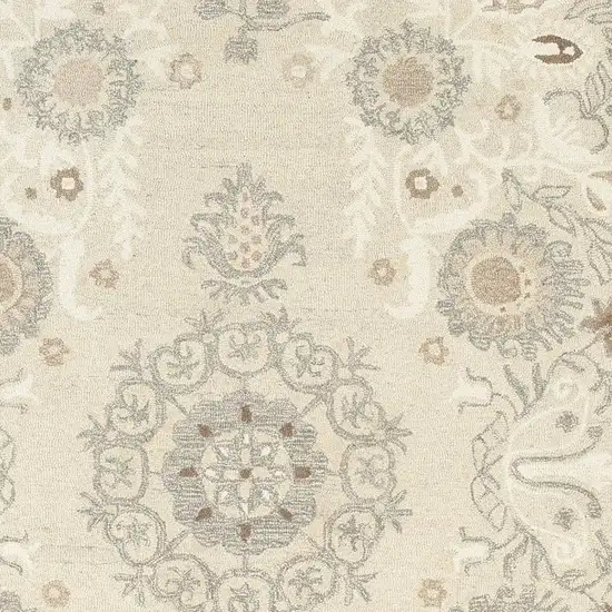 Sand Wool Floral Hand Tufted Area Rug Photo 6