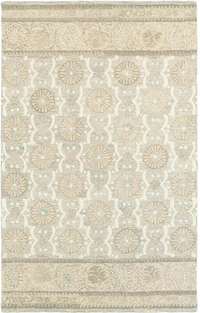 Sand Wool Floral Hand Tufted Area Rug Photo 2