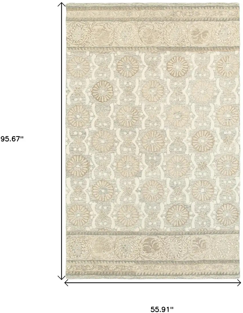 Sand Wool Floral Hand Tufted Area Rug Photo 3