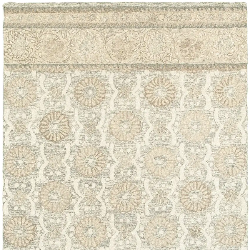 Sand Wool Floral Hand Tufted Area Rug Photo 4