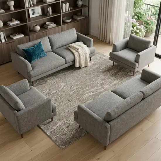 Sand And Gray Wool Abstract Hand Tufted Area Rug Photo 1