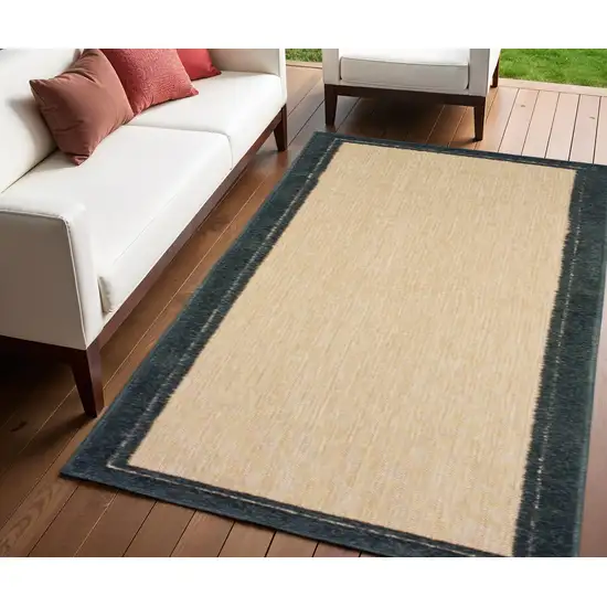 Beige and Black Indoor Outdoor Area Rug Photo 1