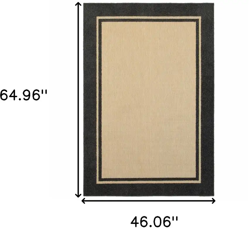 Sand and Black Border Indoor Outdoor Area Rug Photo 5