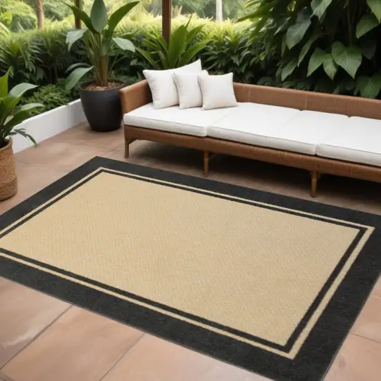 Beige And Black Indoor Outdoor Area Rug Photo 1