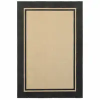Photo of Sand and Black Border Indoor Outdoor Area Rug