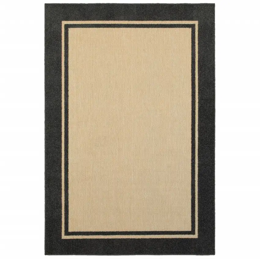 Sand and Black Border Indoor Outdoor Area Rug Photo 1