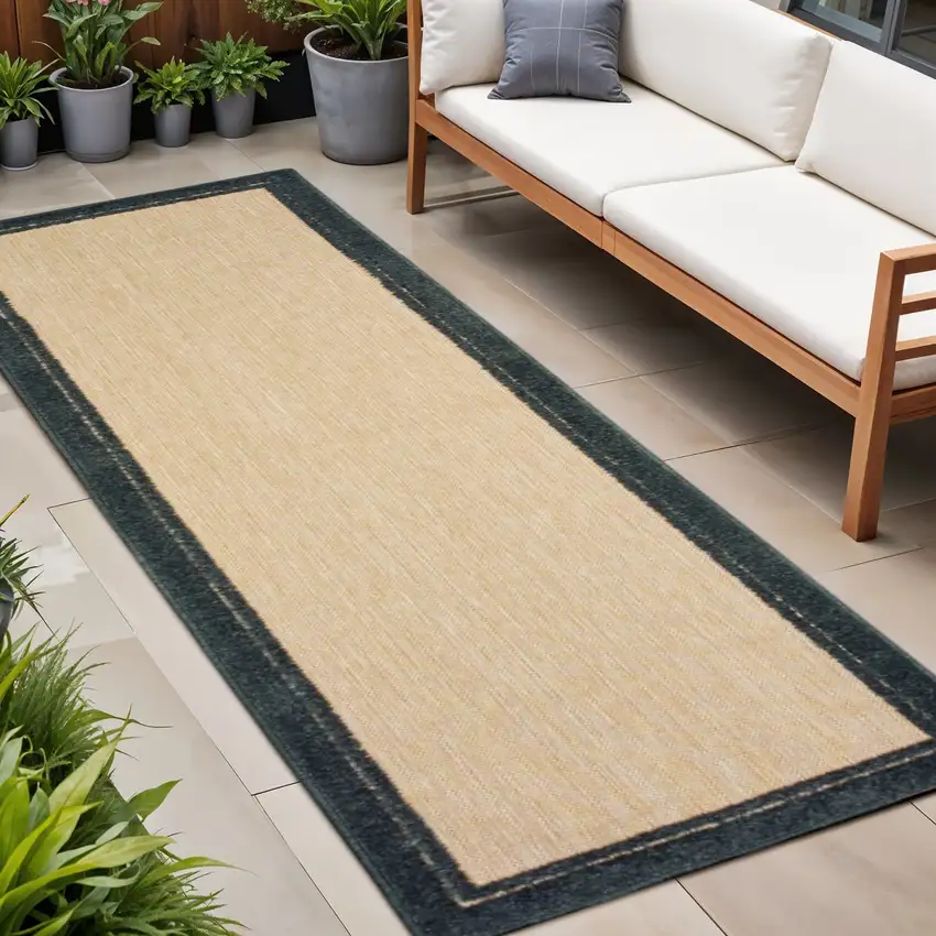 Beige and Black Indoor Outdoor Area Rug Photo 1