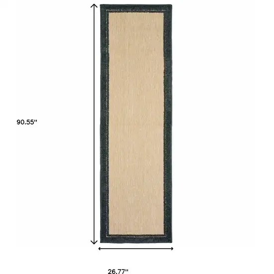 Sand and Black Border Indoor Outdoor Runner Rug Photo 6