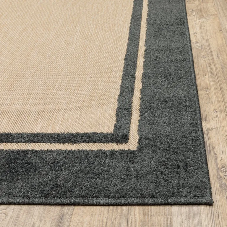 Sand and Black Border Indoor Outdoor Runner Rug Photo 3