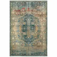 Photo of Sand and Blue Distressed Indoor Area Rug