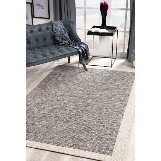 10' Beige And Gray Abstract Runner Rug Photo 7