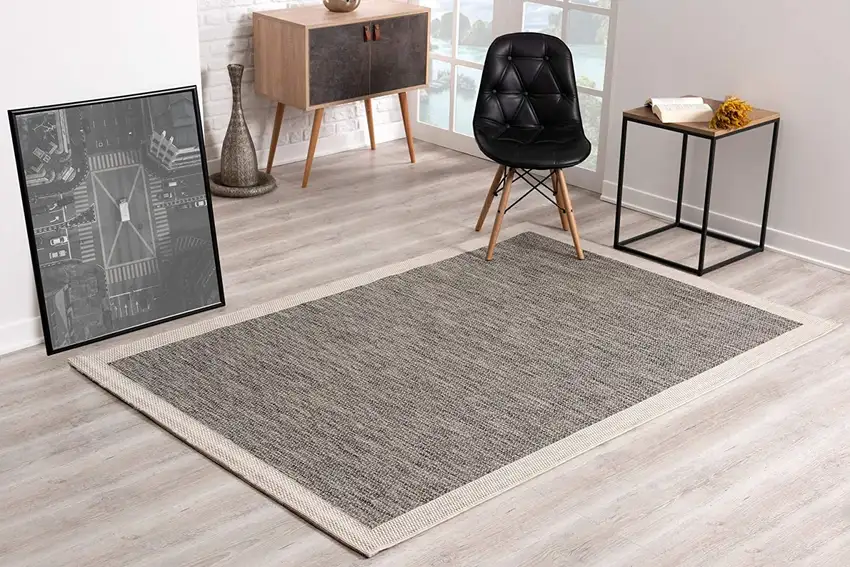 Sand and Gray Distressed Border Area Rug Photo 3