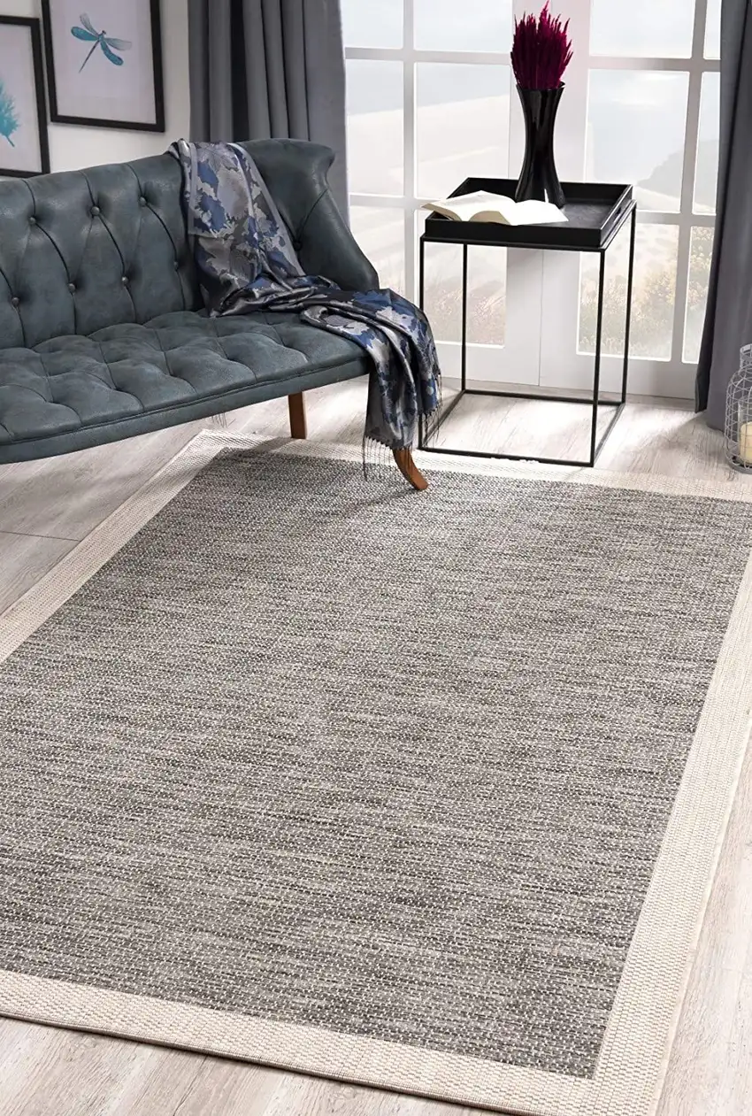 Sand and Gray Distressed Border Area Rug Photo 4