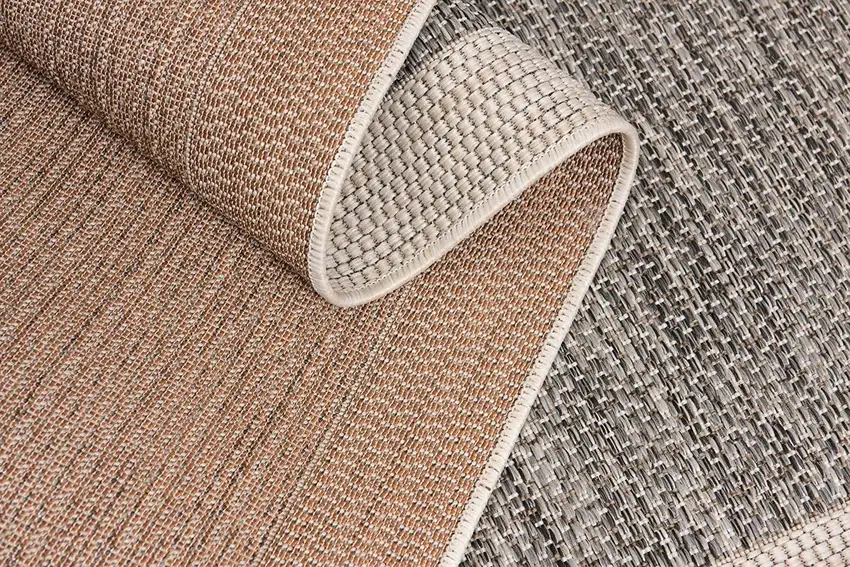 Sand and Gray Distressed Border Runner Rug Photo 7