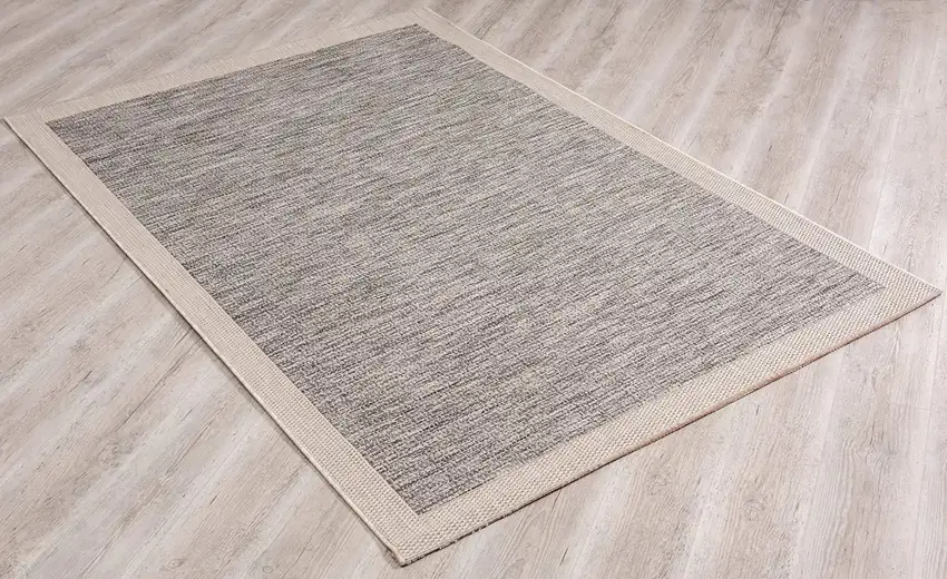 Sand and Gray Distressed Border Runner Rug Photo 9