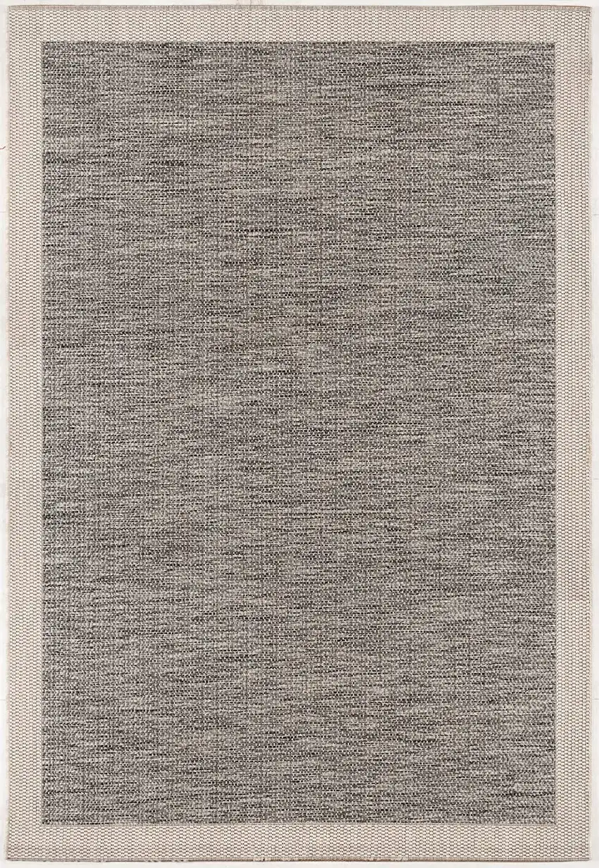 Sand and Gray Distressed Border Runner Rug Photo 1