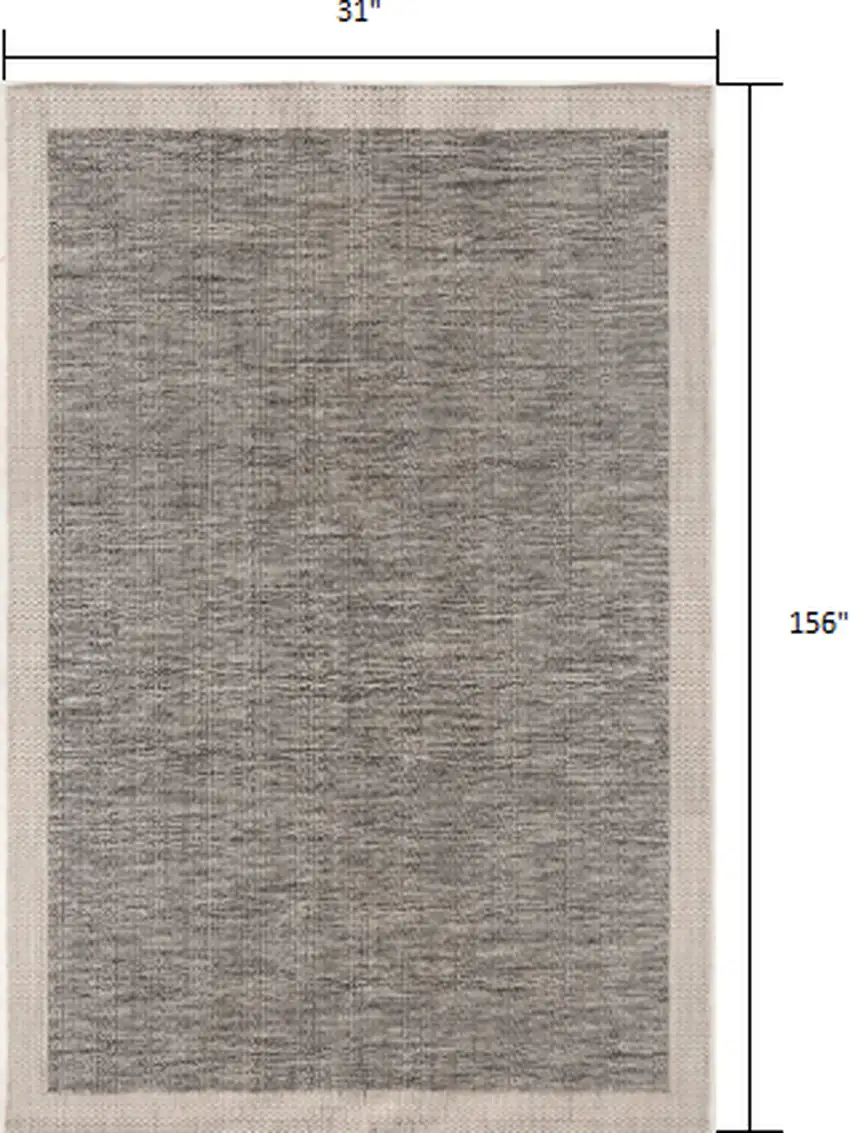 Sand and Gray Distressed Border Runner Rug Photo 2
