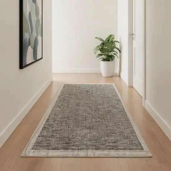 13' Beige And Gray Abstract Runner Rug Photo 1