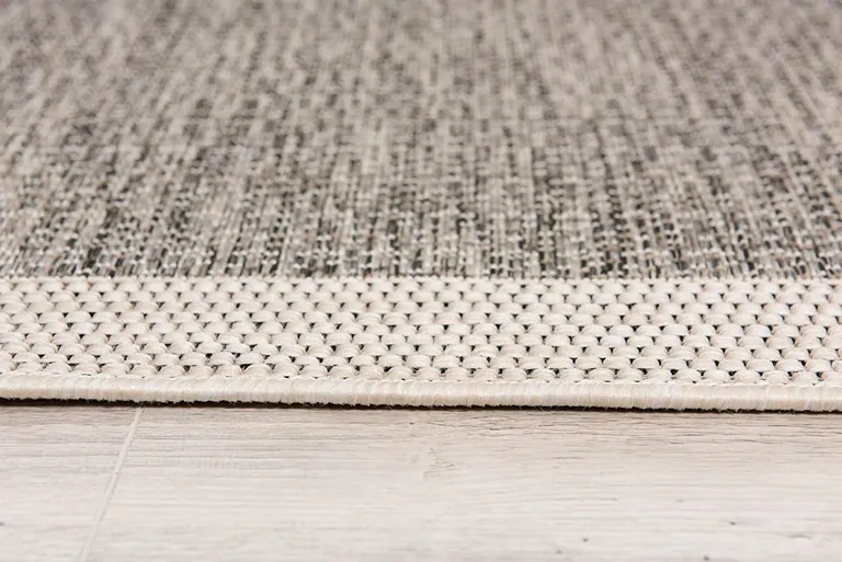 Sand and Gray Distressed Border Runner Rug Photo 2