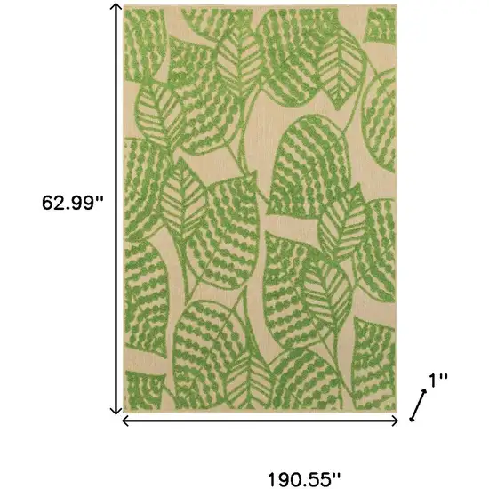 Green Floral Indoor Outdoor Area Rug Photo 3
