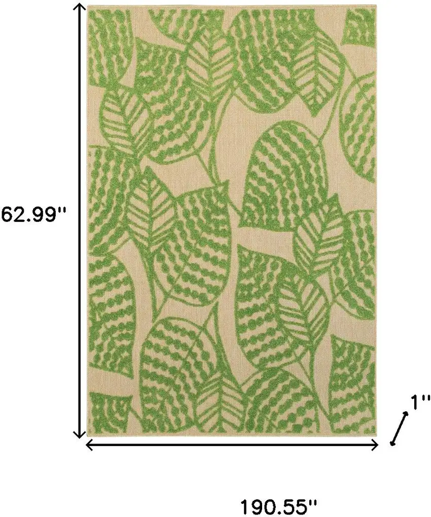 Green Floral Indoor Outdoor Area Rug Photo 3