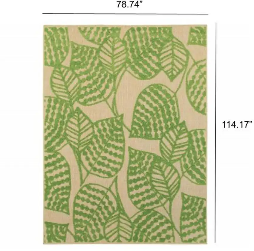 Sand and Lime Green Leaves Indoor Outdoor Area Rug Photo 4