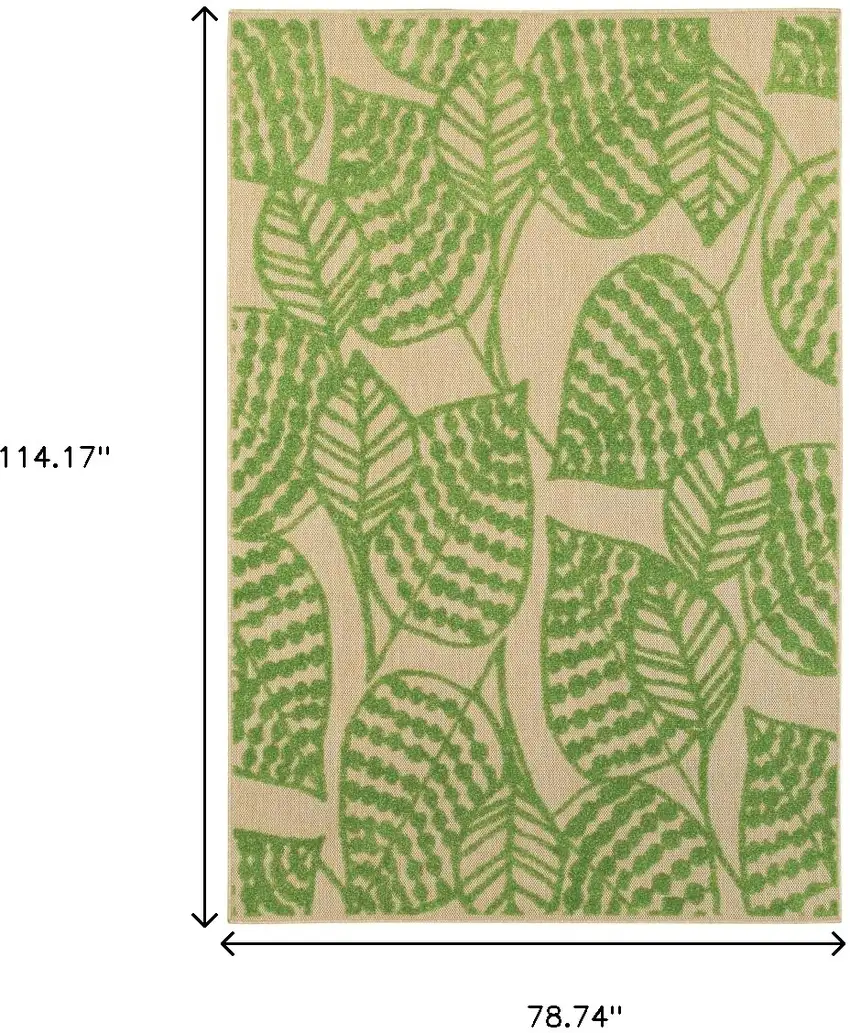 Green Floral Indoor Outdoor Area Rug Photo 8