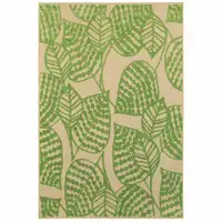 Photo of Sand and Lime Green Leaves Indoor Outdoor Area Rug