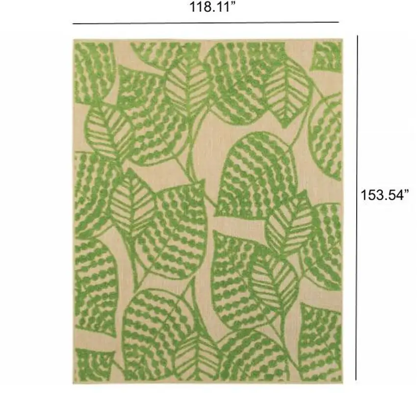 Sand and Lime Green Leaves Indoor Outdoor Area Rug Photo 4