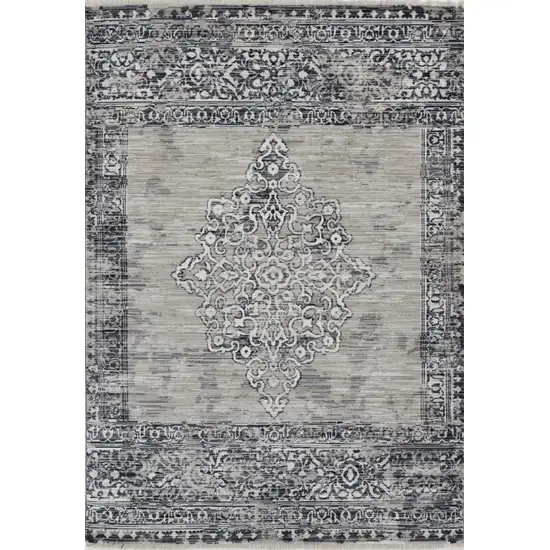Charcoal and Gray Medallion Area Rug Photo 2
