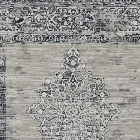 Charcoal and Gray Medallion Area Rug Photo 4