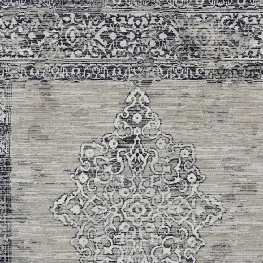 Charcoal and Gray Medallion Area Rug Photo 4