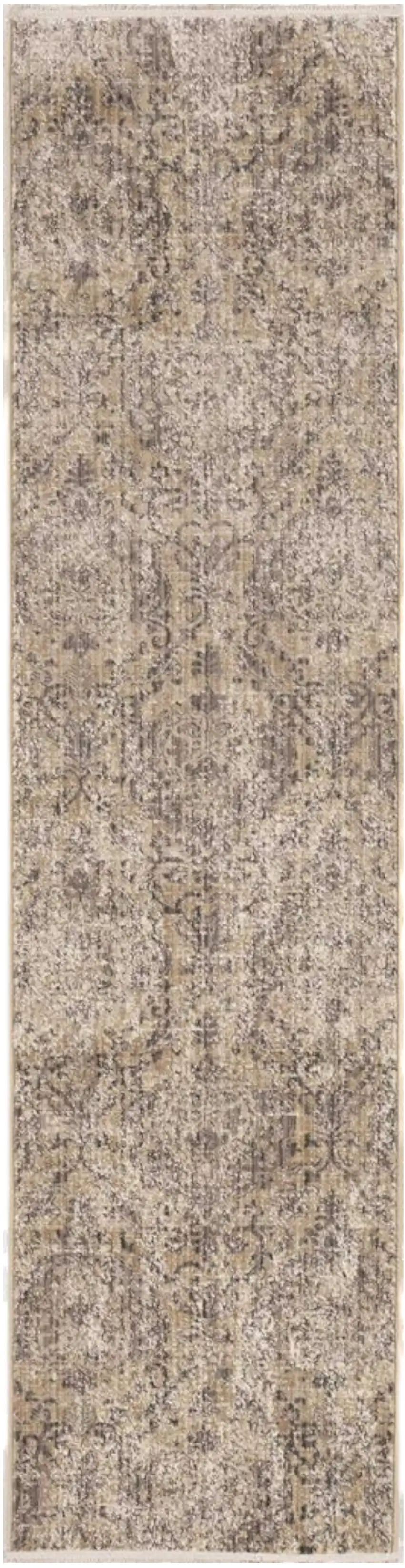 8' Sand Or Charcoal Polypropylene Runner Rug Photo 1