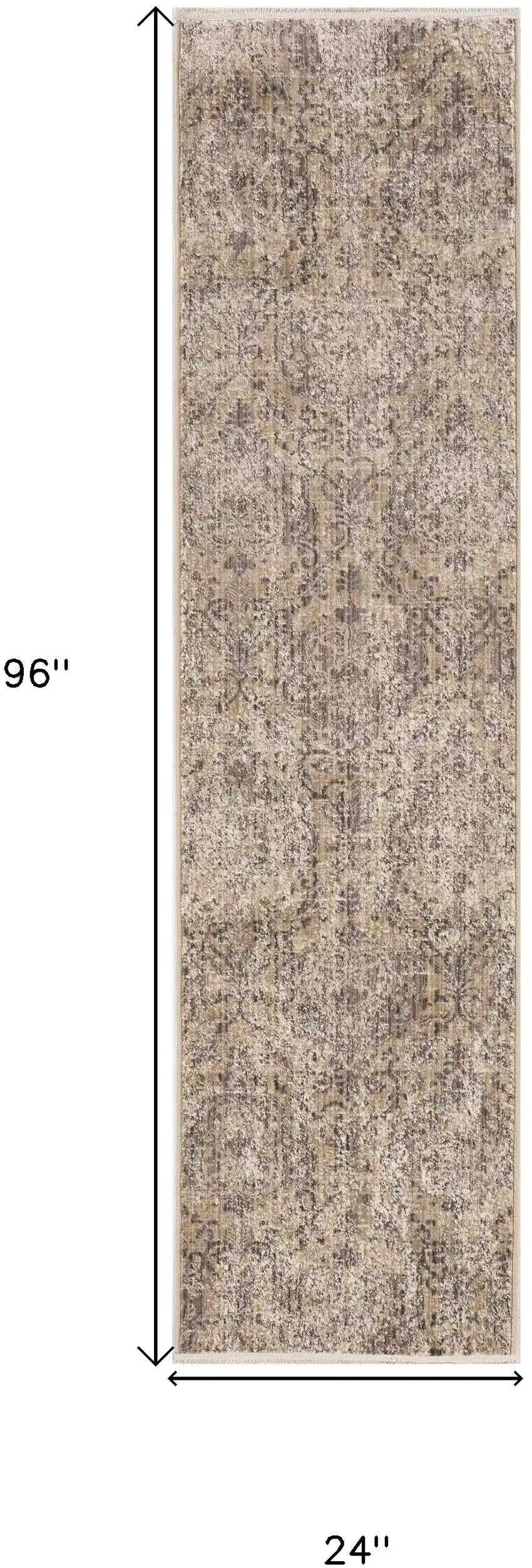 8' Sand Or Charcoal Polypropylene Runner Rug Photo 3