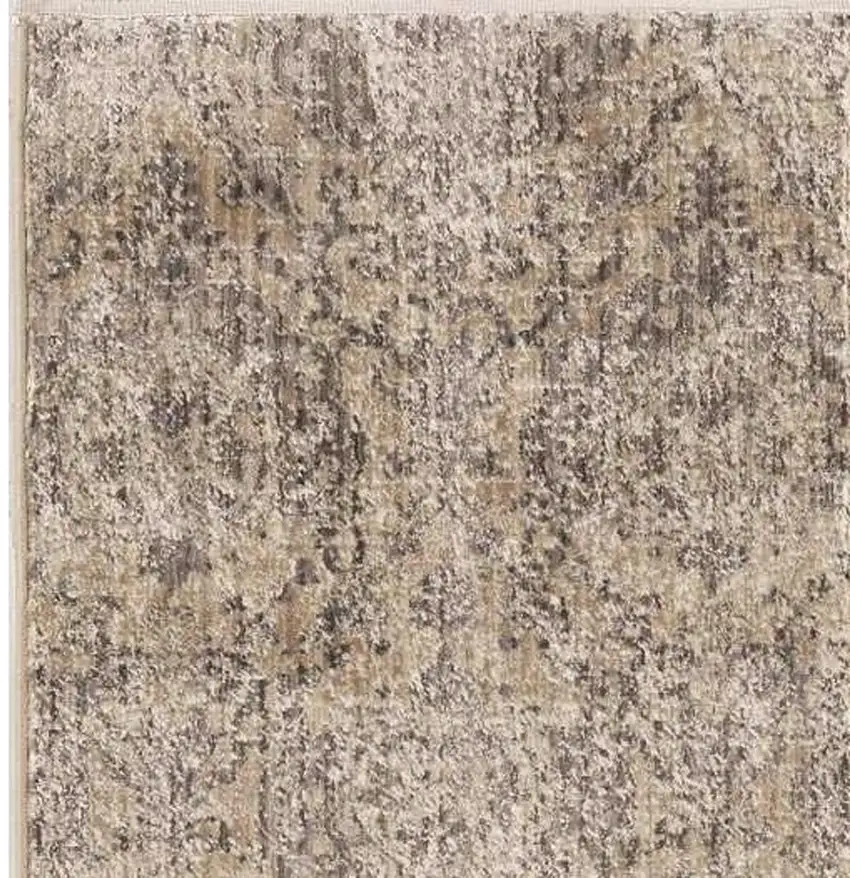 8' Sand Or Charcoal Polypropylene Runner Rug Photo 7