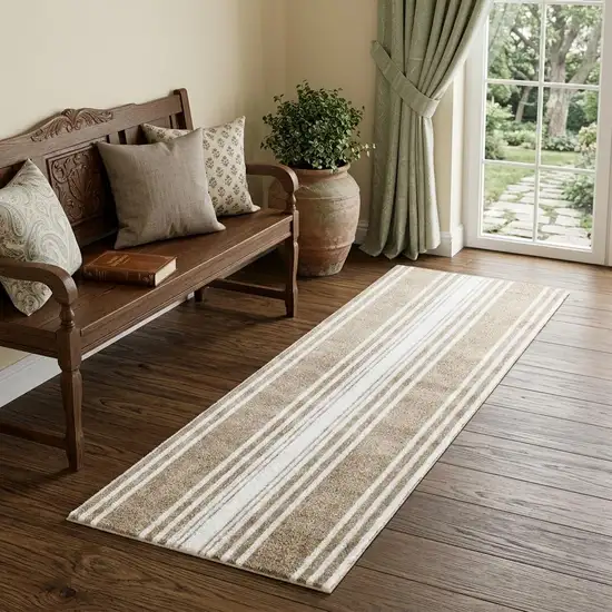 2' X 6' Sandy Shores Regatta Stripe Washable Runner Rug Photo 1