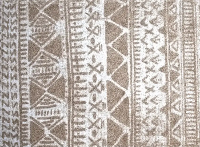 Sandy Tan and White Zigs and Zags Washable Floor Mat Photo 3