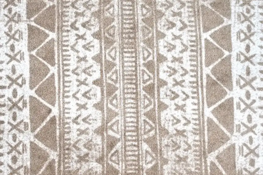 Sandy Tan and White Zigs and Zags Washable Runner Rug Photo 2