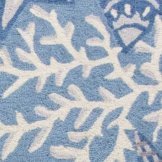 8'X10' Sea Blue Hand Hooked Bordered Coral Reef Indoor Area Rug Photo 5